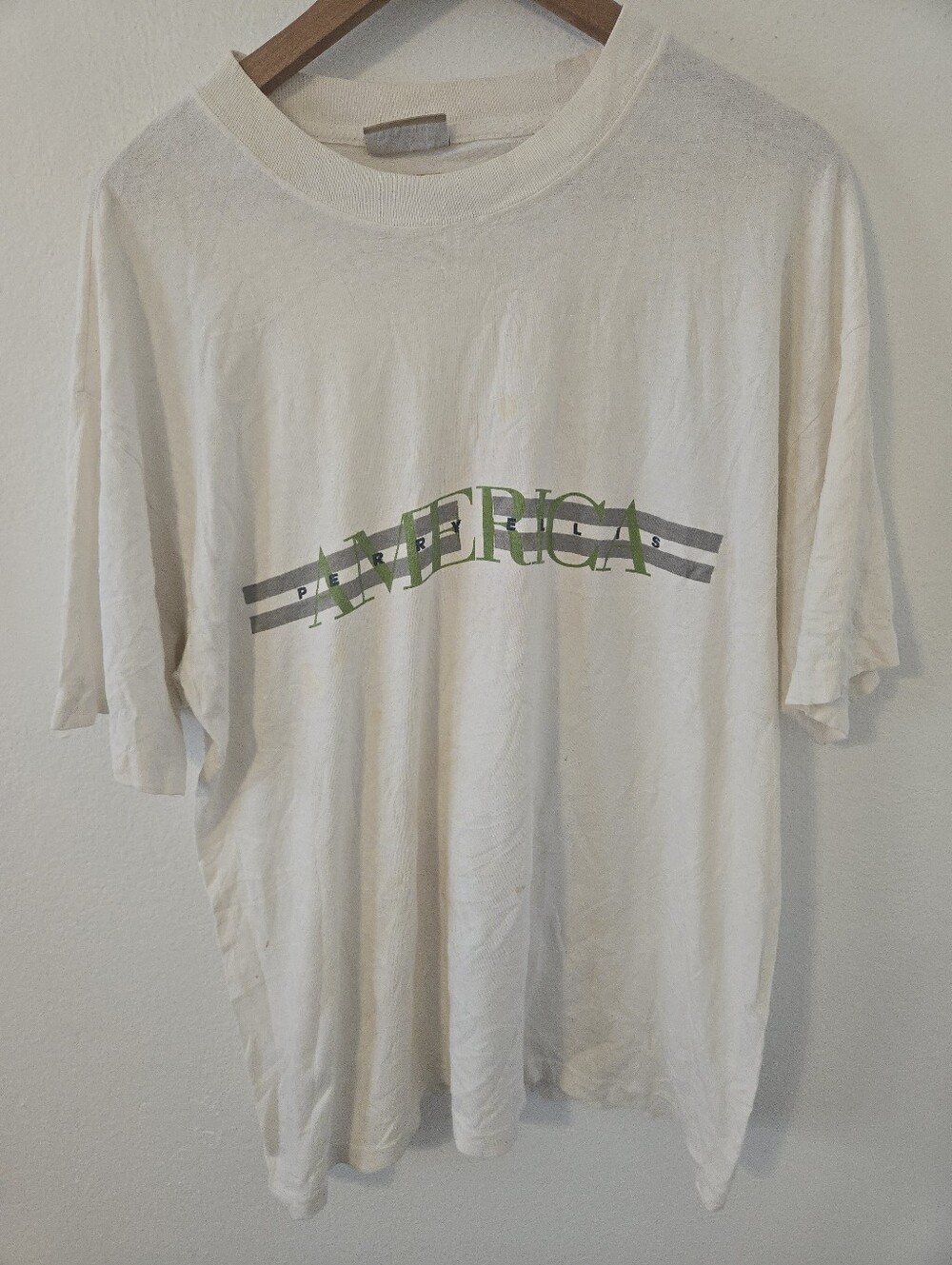 Vintage Perry Ellis Spellout America T-Shirt Mens XL 90s
